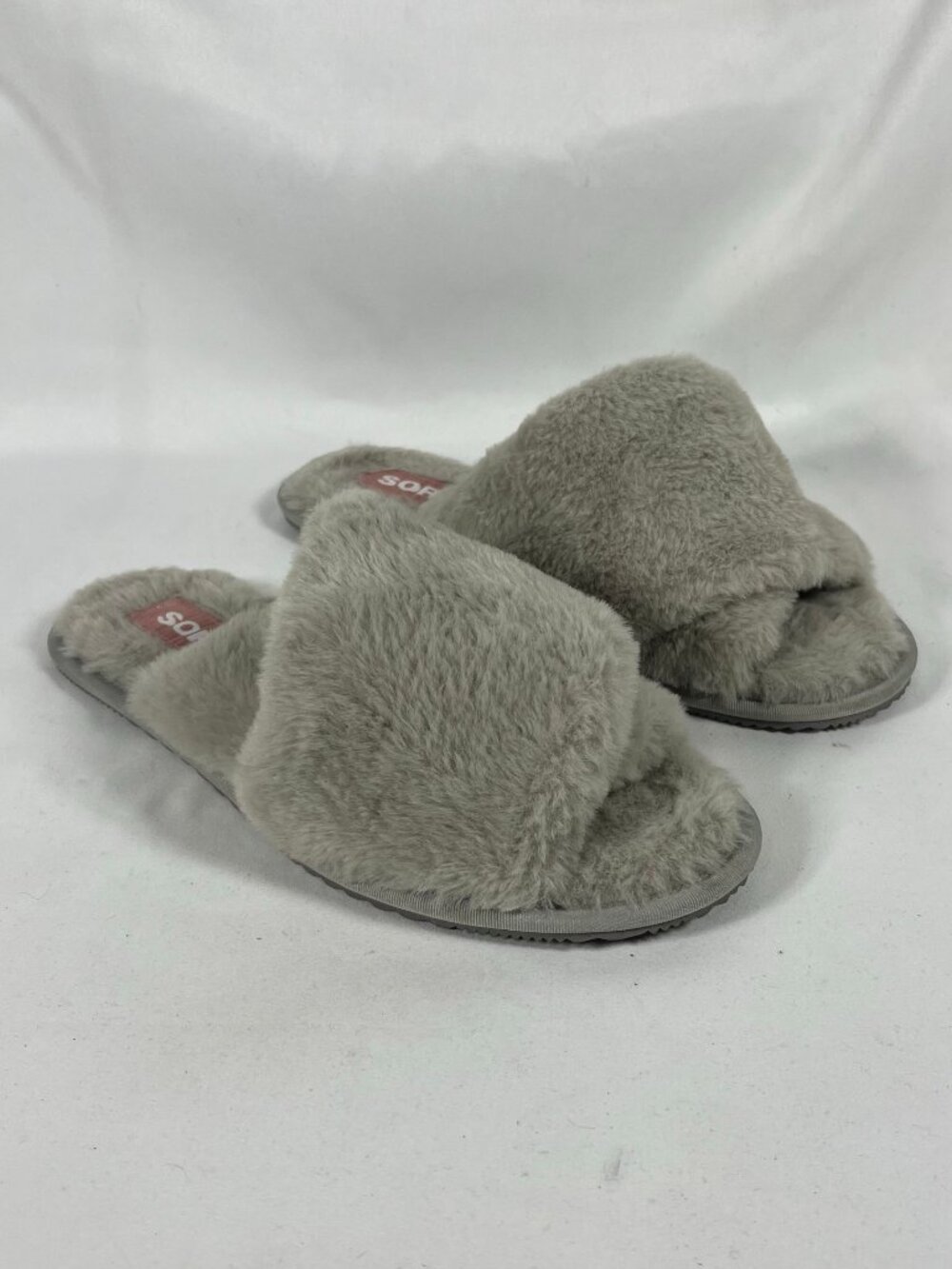 Sorel Slippers Womens Go Mail Run Slide Faux Fur 10 Gray Casual Comfy Cozy